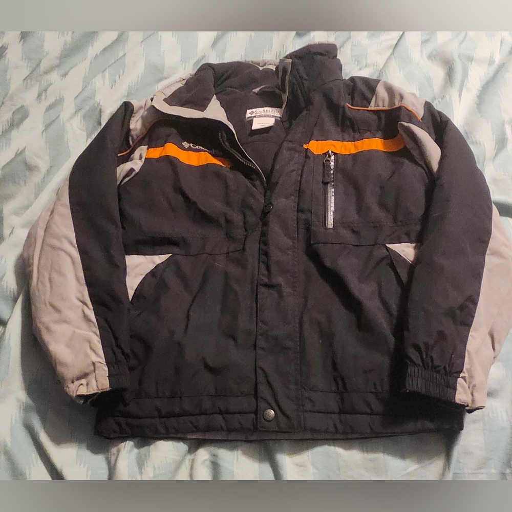 Columbia Youth Large 10/12 Full Zip Jacket‎ Black Gray Missing Hood